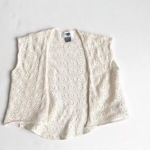 Old Navy cream crochet boho vest  EUC 12-18 months